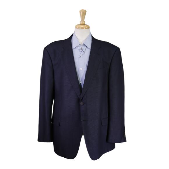 Armani Collezioni Mens Executive Navy Blue Knit Woven Wool Sportcoat Blazer 46R - Picture 1 of 9